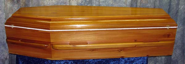 Cedar Coffin w/Dark Walnut Stain