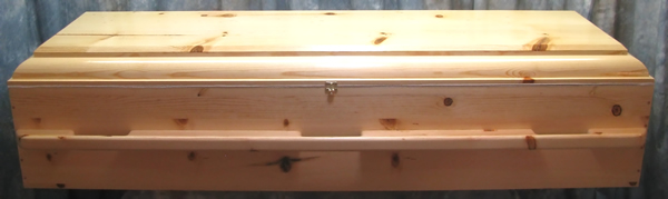 New style pine box casket w/raised lid design