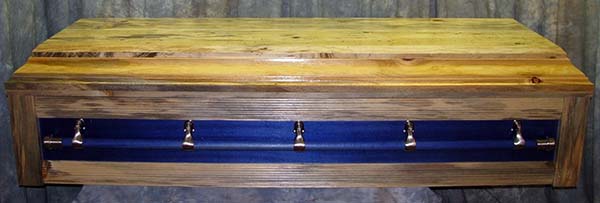 Pine Casket w/blue dyed box