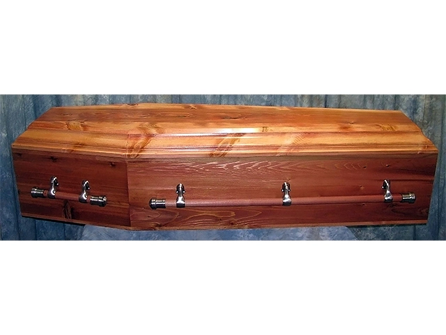 Pine Cowboy Casket with Open Lid - Oil Finish – Handmade by Caskets by Design