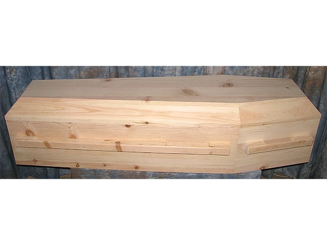 Pine Cowboy Casket with Open Lid - Oil Finish – Handmade by Caskets by Design